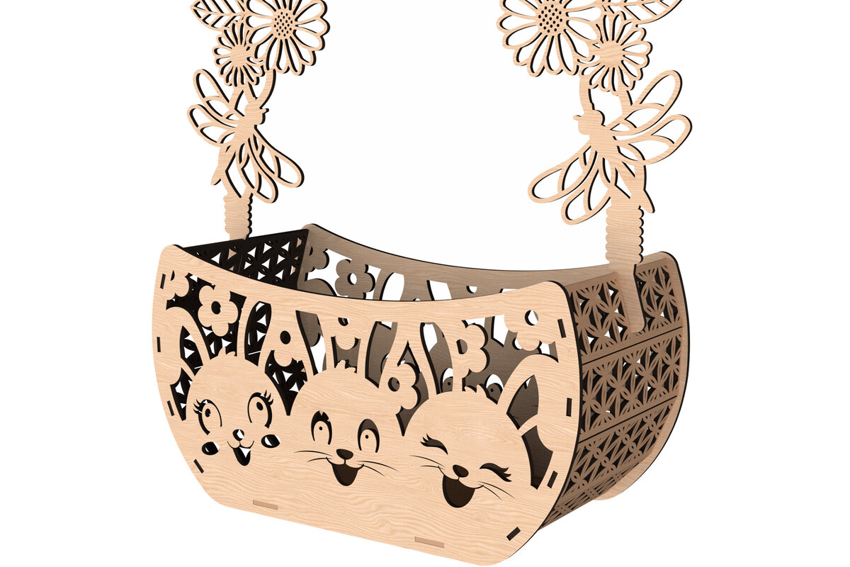 Intra απο ξύλο plywood  Χρώμα wenge 3mm-4mm πάχος - Πασχαλινό Μπάνι Καλάθι - Δίασταση 30x20 cm INTRAFABR-108778932