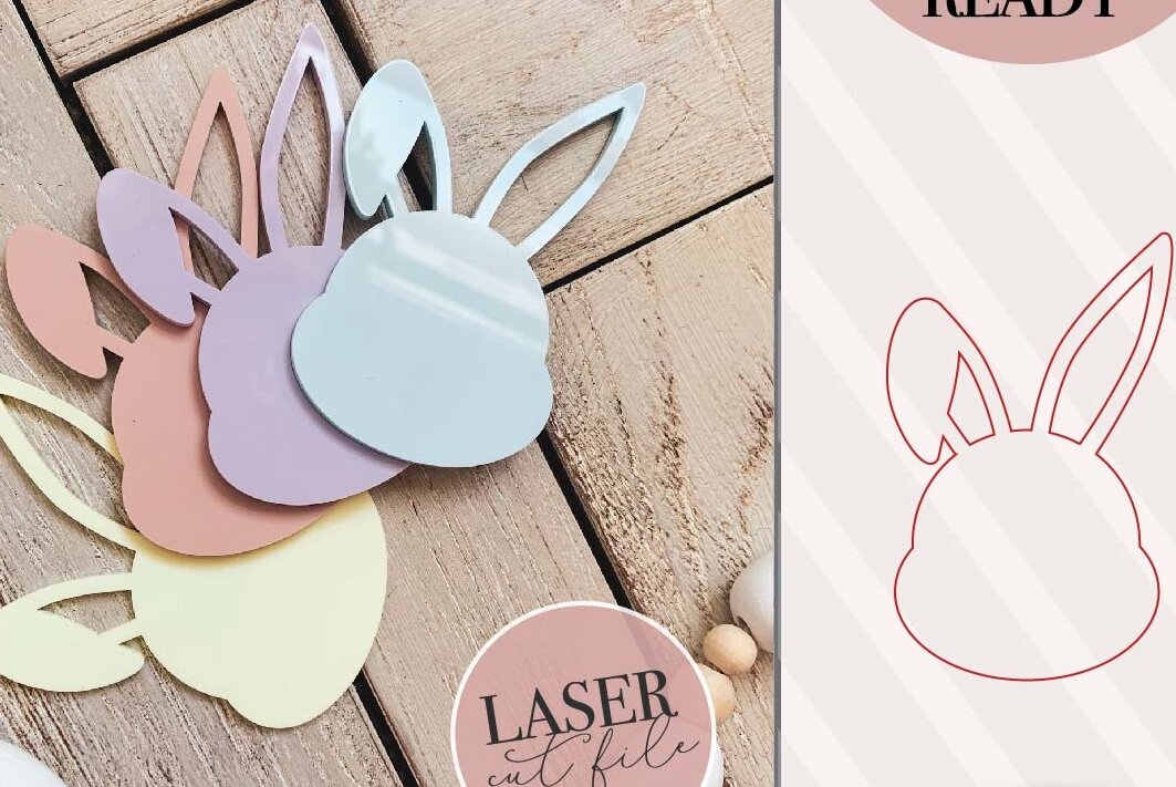 Σετ των 2 Intra απο ξύλο plywood  Χρώμα wenge 3mm-4mm πάχος - Easter Bunny Basket Tag Laser Δίασταση 15x15 cm INTRAFABR-108852074