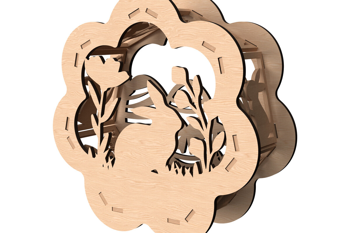 Intra απο ξύλο plywood  Χρώμα wenge 3mm-4mm πάχος - Λαμπροθήκη Πασχαλινό Λαγουδάκι Δίασταση 30x20 cm INTRAFABR-119659536