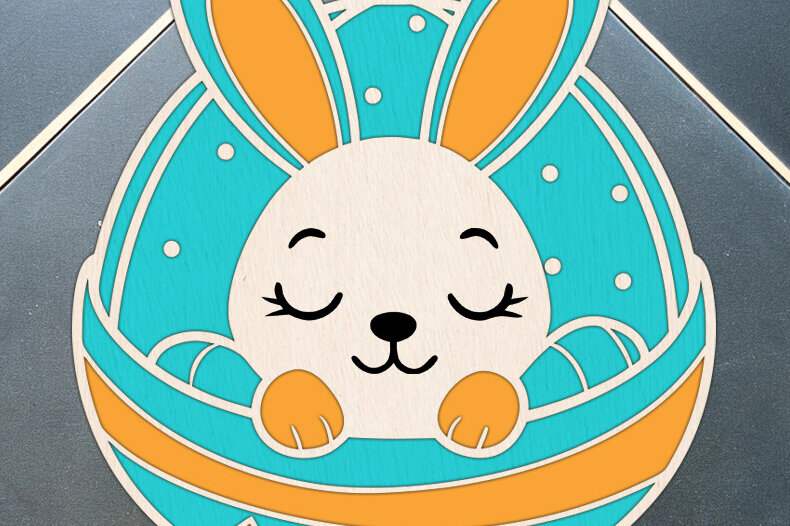 Σετ των 2 Intra απο ξύλο plywood  Χρώμα wenge 3mm-4mm πάχος - Easter Bunny Door , Ξύλινη στρογγυλή πινακίδα Δίασταση 15x15 cm INTRAFABR-94232411