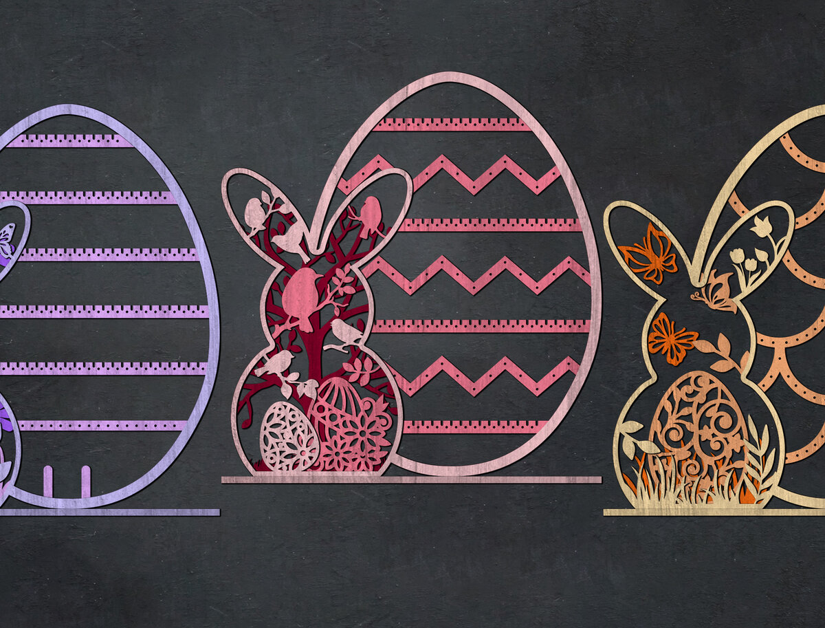 Σετ των 3 Intra απο ξύλο plywood  Χρώμα wenge 3mm-4mm πάχος - Σετ Πάσχα Σκουλαρίκια Λαγουδάκι Δίασταση 3x3 cm INTRAFABR-94232460