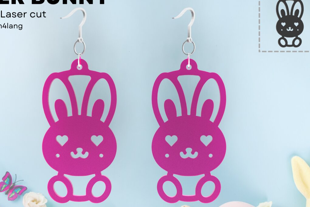 Σετ των 3 Intra απο ξύλο plywood  Χρώμα wenge 3mm-4mm πάχος - Πασχαλινό λαγουδάκι | Σκουλαρίκια | Πάσχα | Λέιζερ Δίασταση 3x3 cm INTRAFABR-94231699