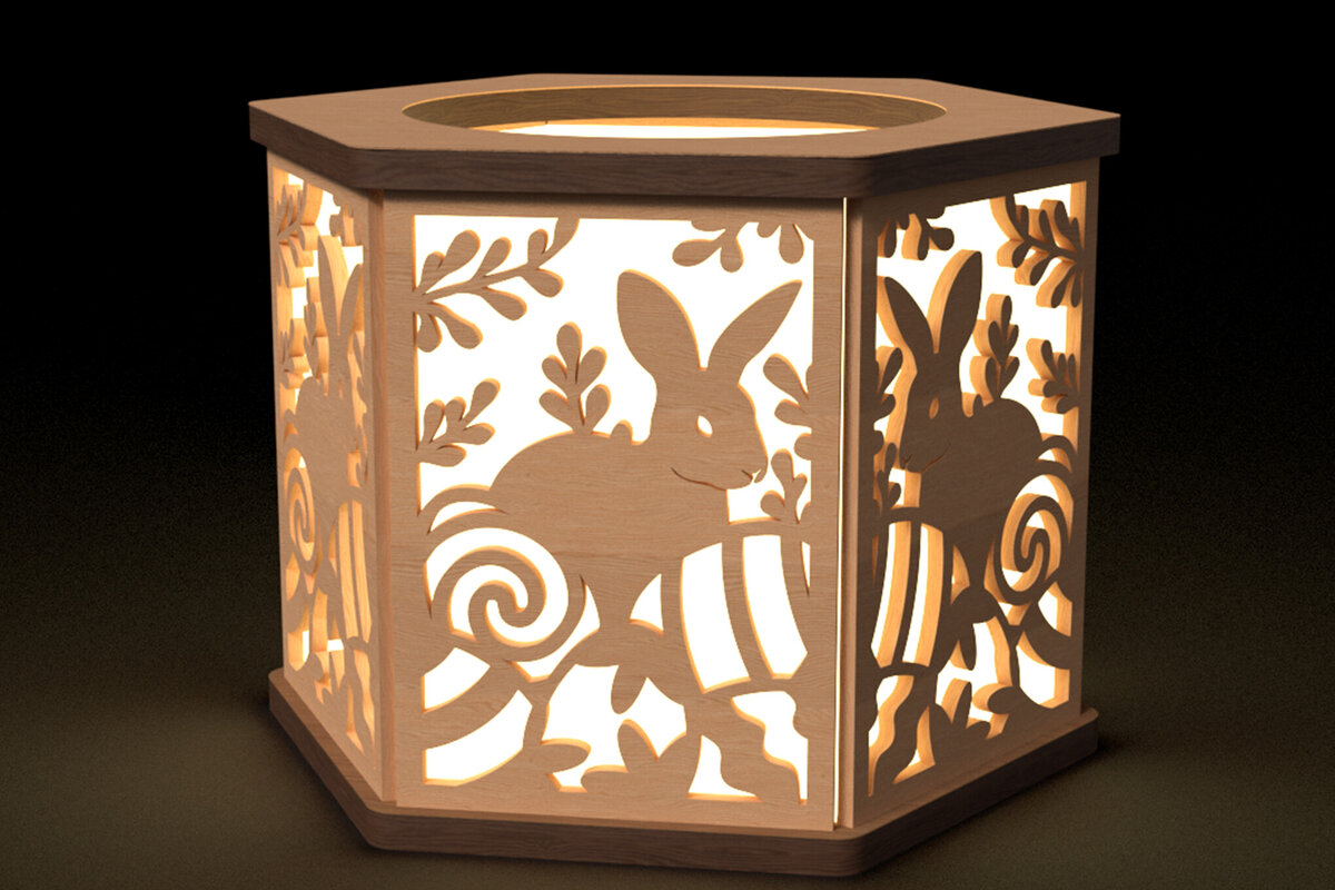 Intra απο ξύλο plywood  Χρώμα wenge 3mm-4mm πάχος - Κηροπήγιο Πασχαλινό Λαγουδάκι &amp; Αυγό Δίασταση 30x20 cm INTRAFABR-31196078