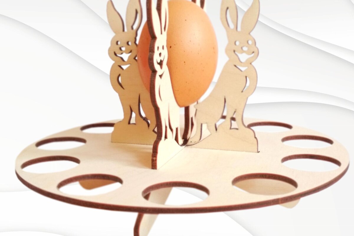 Intra απο ξύλο plywood  Χρώμα wenge 3mm-4mm πάχος - Αυγοθήκη Πασχαλινής Λαγουδίτσας, κοπής με λέιζερ Δίασταση 209x209 cm INTRAFABR-124401981