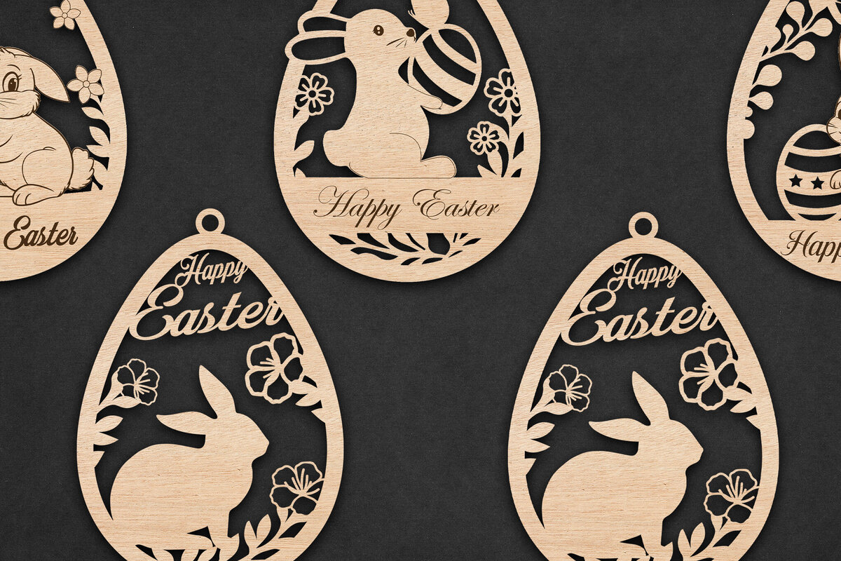 Σετ των 2 Intra απο ξύλο plywood  Χρώμα wenge 3mm-4mm πάχος - Πακέτο με στολίδια με αυγά για το Πάσχα Δίασταση 6x6 cm INTRAFABR-95650682