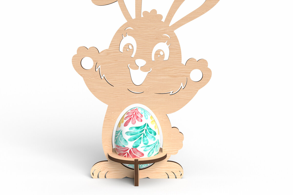 Intra απο ξύλο plywood  Χρώμα wenge 3mm-4mm πάχος - Πασχαλινό λαγουδάκι αυγό Stand Δίασταση 30x20 cm INTRAFABR-94252748