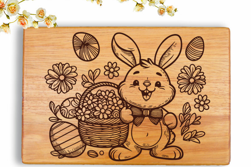 Σετ των 2 Intra απο ξύλο plywood  Χρώμα wenge 3mm-4mm πάχος - Πασχαλινό λαγουδάκι Χαρακτική Δίασταση 4x4 cm INTRAFABR-69707439