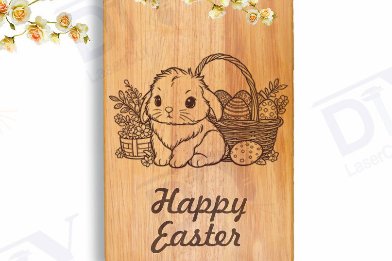 Σετ των 2 Intra απο ξύλο plywood  Χρώμα wenge 3mm-4mm πάχος - Πασχαλινό λαγουδάκι Χαρακτική Δίασταση 4x4 cm INTRAFABR-107500660