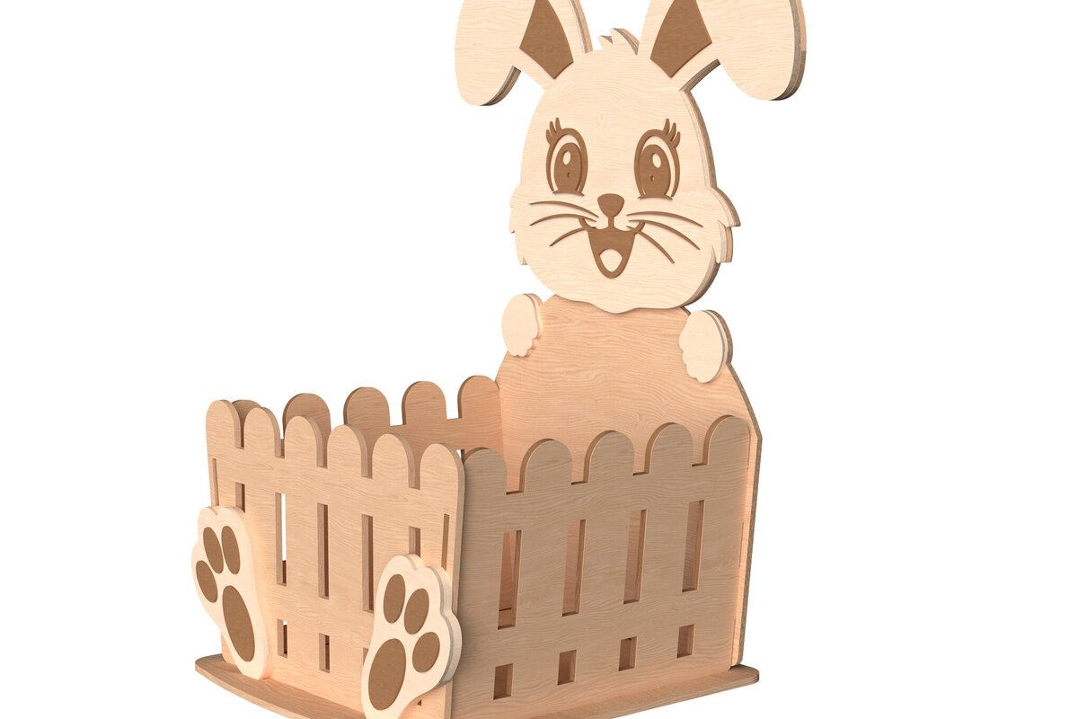 Intra απο ξύλο plywood  Χρώμα wenge 3mm-4mm πάχος - Πασχαλινό λαγουδάκι Fence Basket Δίασταση 30x20 cm INTRAFABR-39373616