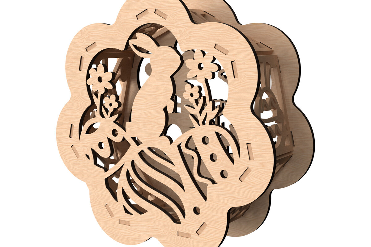 Σετ των 2 Intra απο ξύλο plywood  Χρώμα wenge 3mm-4mm πάχος - Λαμπροθήκη Easter Bunny Garden Δίασταση 15x15 cm INTRAFABR-69796815