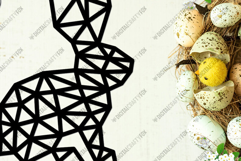 Σετ των 2 Intra απο ξύλο plywood  Χρώμα wenge 3mm-4mm πάχος - Easter Bunny Geometric , Bunny Δίασταση 6x6 cm INTRAFABR-95611729