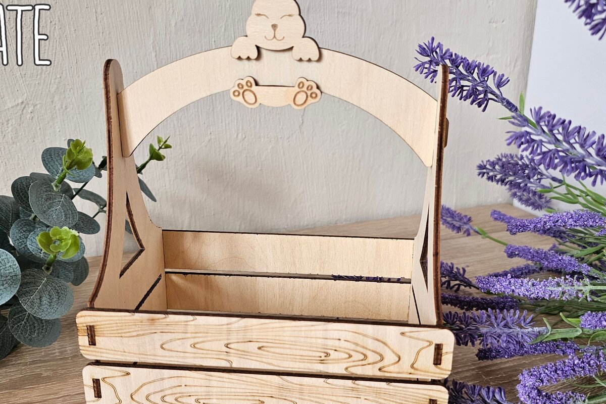 Σετ των 2 Intra απο ξύλο plywood  Χρώμα wenge 3mm-4mm πάχος - Καλάθι δώρου Πασχαλινό λαγουδάκι , Δίασταση 4x4 cm INTRAFABR-86177763