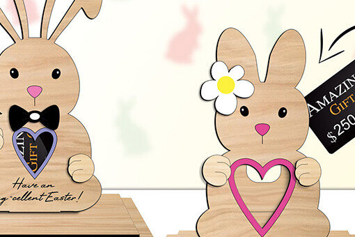 Σετ των 2 Intra απο ξύλο plywood  Χρώμα wenge 3mm-4mm πάχος - Πασχαλινό λαγουδάκι Δωροκάρτας Κάτοχος χρημάτων Δίασταση 15x15 cm INTRAFABR-15509167