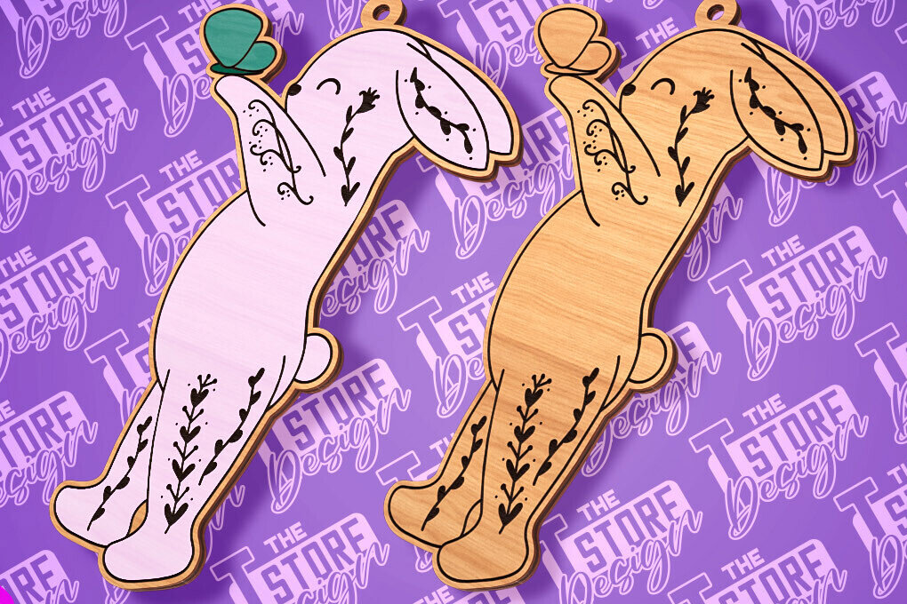 Σετ των 2 Intra απο ξύλο plywood  Χρώμα wenge 3mm-4mm πάχος - με λέιζερ με ετικέτα δώρου Πάσχα λαγουδάκι Δίασταση 15x15 cm INTRAFABR-120698859