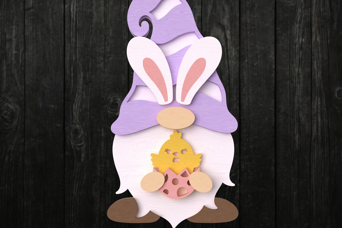 Intra απο ξύλο plywood  Χρώμα wenge 3mm-4mm πάχος - Πασχαλινό λαγουδάκι Gnome Δίασταση 30x20 cm INTRAFABR-61321599