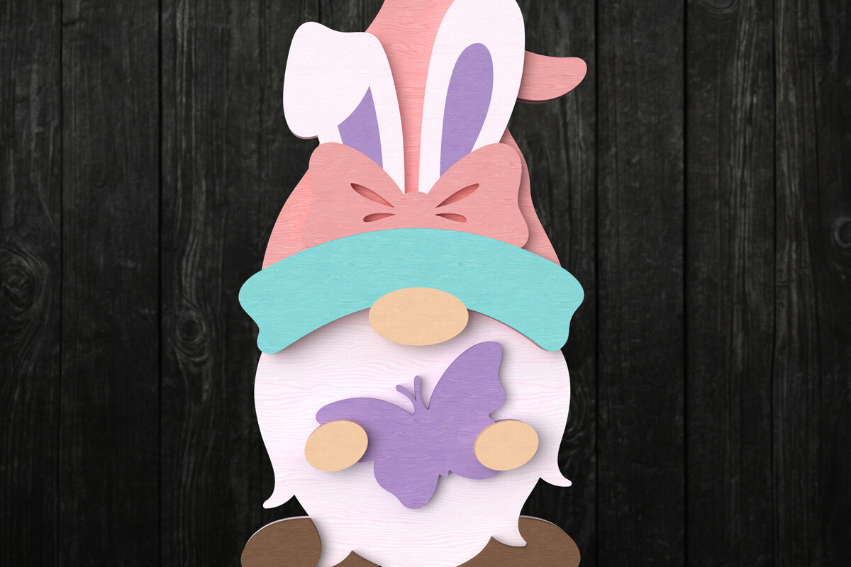 Intra απο ξύλο plywood  Χρώμα wenge 3mm-4mm πάχος - Πασχαλινό λαγουδάκι με το Butterfly Δίασταση 30x20 cm INTRAFABR-53998565