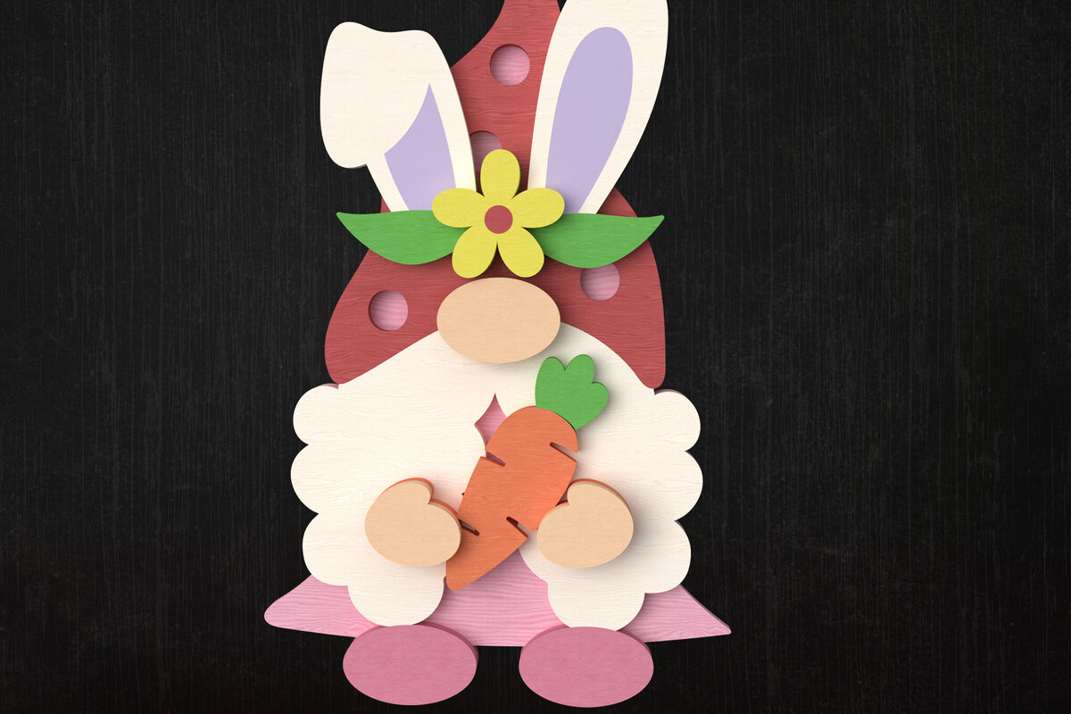 Intra απο ξύλο plywood  Χρώμα wenge 3mm-4mm πάχος - Πασχαλινό λαγουδάκι με καρότο Δίασταση 30x20 cm INTRAFABR-70058902