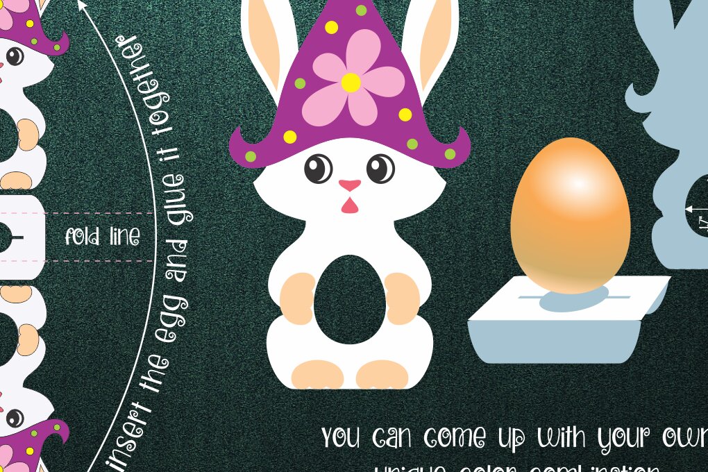 Σετ των 2 Intra απο ξύλο plywood  Χρώμα wenge 3mm-4mm πάχος - Πασχαλινό λαγουδάκι με αυγοθήκη με καπέλο Gnome Δίασταση 15x15 cm INTRAFABR-70106573