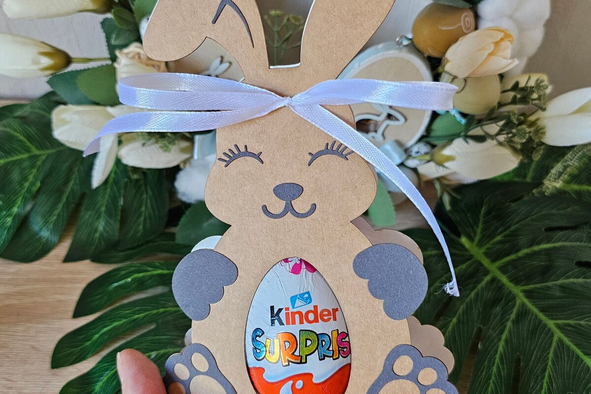 Σετ των 2 Intra απο ξύλο plywood  Χρώμα wenge 3mm-4mm πάχος - Easter Bunny Kinder Egg Box | Χαριτωμένος Δίασταση 4x4 cm INTRAFABR-35664069