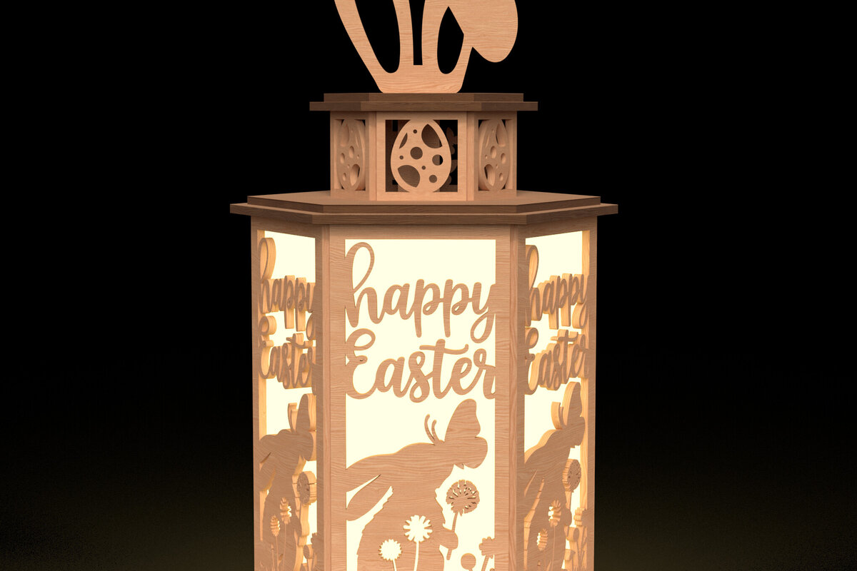 Intra απο ξύλο plywood  Χρώμα wenge 3mm-4mm πάχος - Πασχαλινό λαγουδάκι Φανάρι με λέιζερ Δίασταση 30x20 cm INTRAFABR-119065027