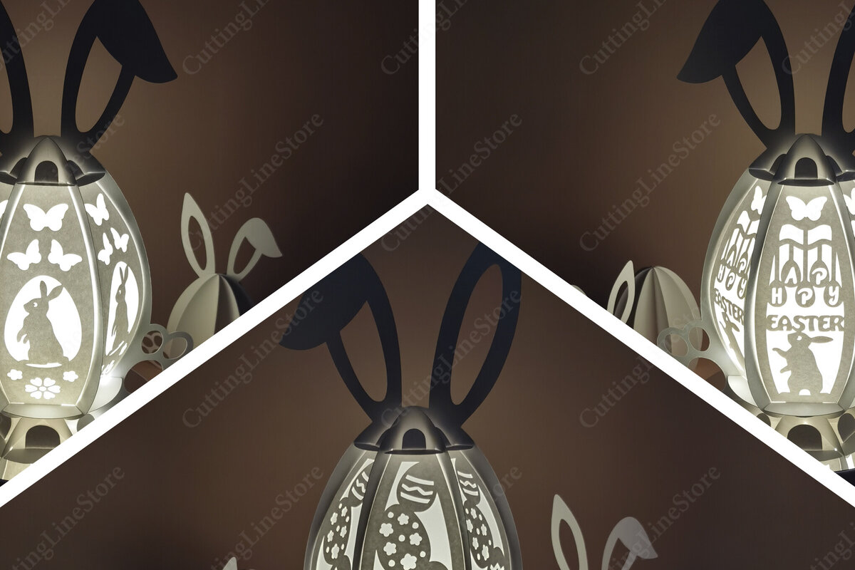 Σετ των 2 Intra απο ξύλο plywood  Χρώμα wenge 3mm-4mm πάχος - Πασχαλινά φαναράκια λαγουδάκι Δίασταση 15x15 cm INTRAFABR-54156924