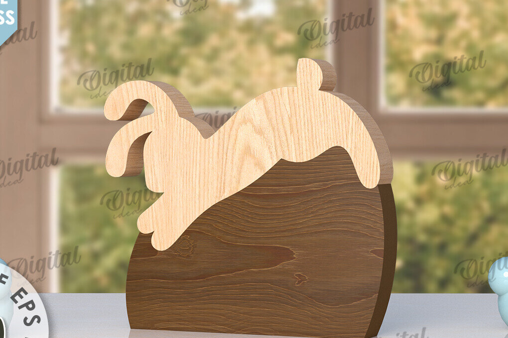 Σετ των 2 Intra απο ξύλο plywood  Χρώμα wenge 3mm-4mm πάχος - Πασχαλινό λαγουδάκι με λέιζερ. Bunny Puzzle Δίασταση 15x15 cm INTRAFABR-99394391