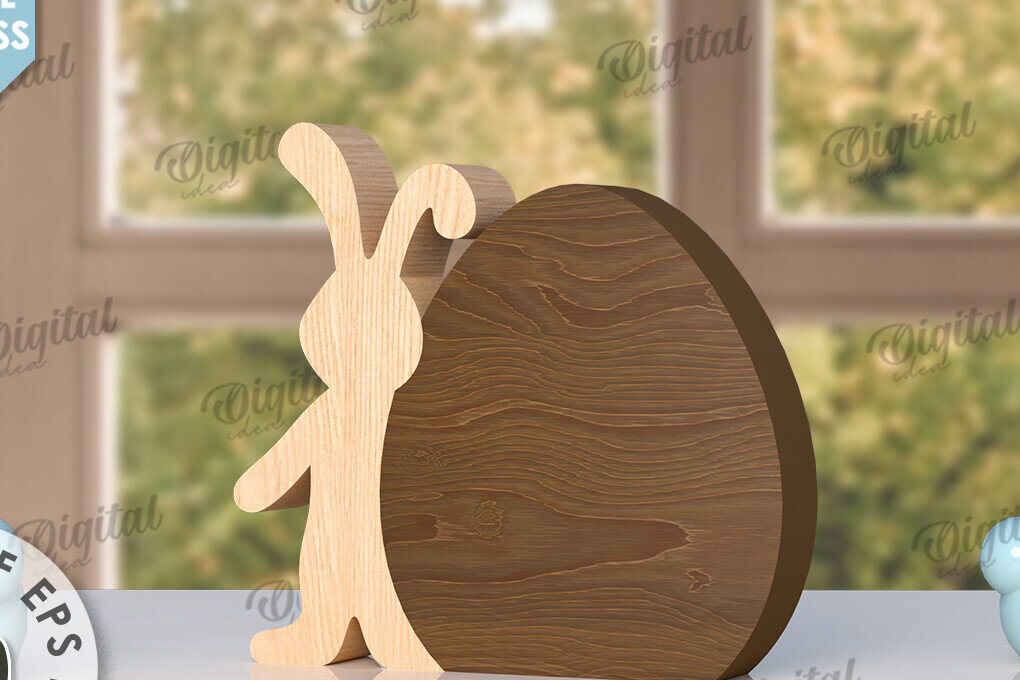 Σετ των 2 Intra απο ξύλο plywood  Χρώμα wenge 3mm-4mm πάχος - Πασχαλινό λαγουδάκι με λέιζερ. Bunny Puzzle Δίασταση 15x15 cm INTRAFABR-9521759