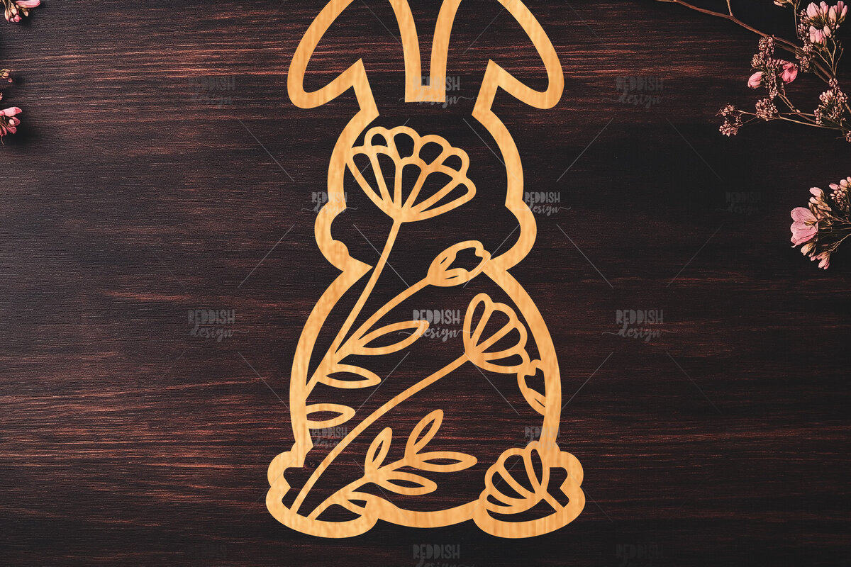 Σετ των 2 Intra απο ξύλο plywood  Χρώμα wenge 3mm-4mm πάχος - Easter Bunny Δίασταση 15x15 cm INTRAFABR-99484217