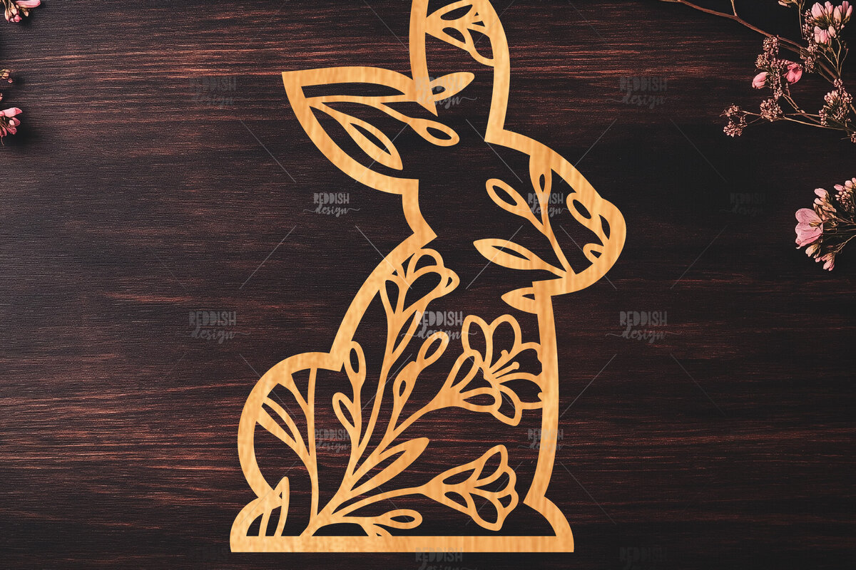 Σετ των 2 Intra απο ξύλο plywood  Χρώμα wenge 3mm-4mm πάχος - Easter Bunny Δίασταση 15x15 cm INTRAFABR-99484182
