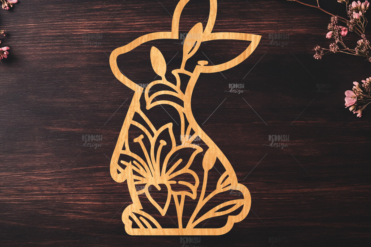 Σετ των 2 Intra απο ξύλο plywood  Χρώμα wenge 3mm-4mm πάχος - Easter Bunny Δίασταση 15x15 cm INTRAFABR-88672515