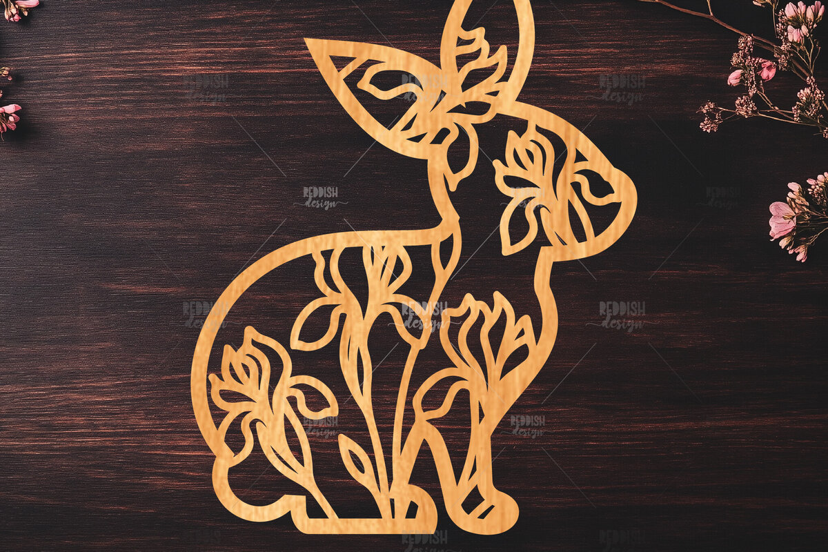 Σετ των 2 Intra απο ξύλο plywood  Χρώμα wenge 3mm-4mm πάχος - Easter Bunny Δίασταση 15x15 cm INTRAFABR-93107380