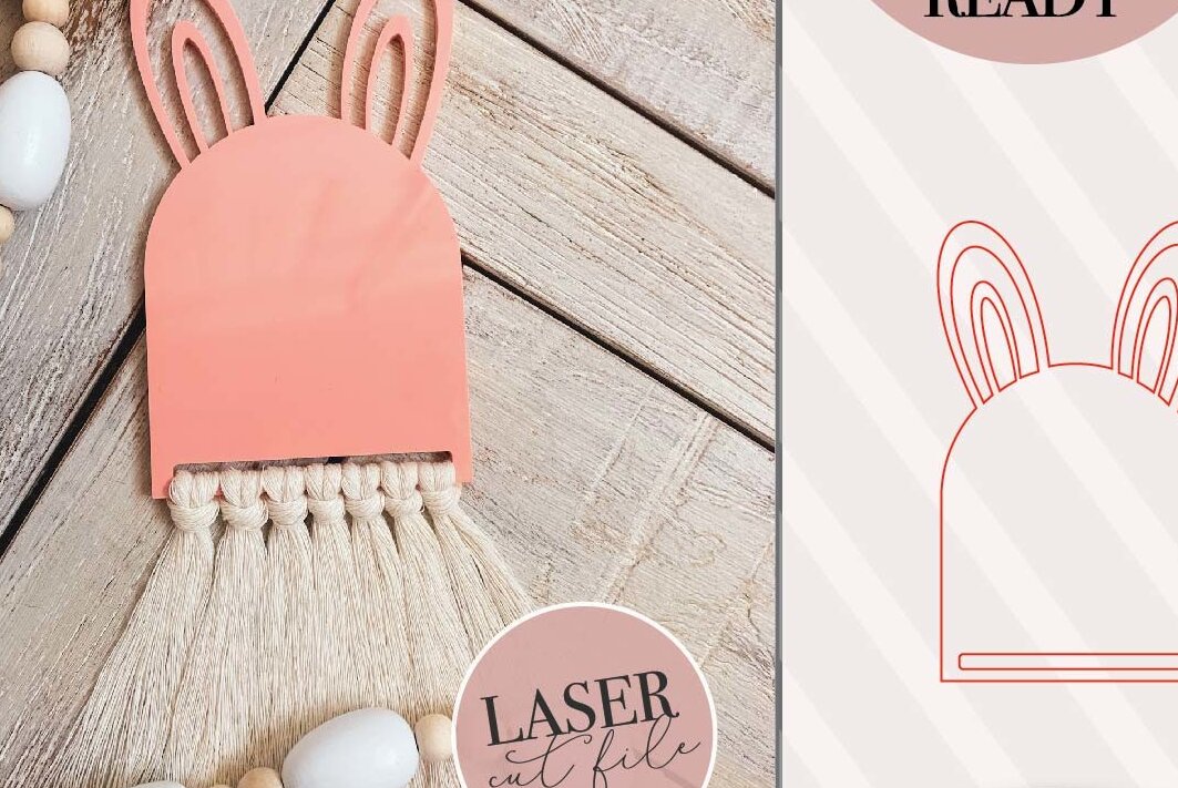 Σετ των 2 Intra απο ξύλο plywood  Χρώμα wenge 3mm-4mm πάχος - Πασχαλινό λαγουδάκι Macrame Δίασταση 4x4 cm INTRAFABR-116998633