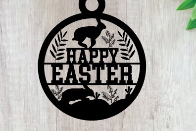 Intra απο ξύλο plywood  Χρώμα wenge 3mm-4mm πάχος - Easter Bunny Metal Sing Laser Sing Δίασταση 40x50 cm INTRAFABR-34256467