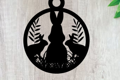 Intra απο ξύλο plywood  Χρώμα wenge 3mm-4mm πάχος - Easter Bunny Metal Sing Laser Sing Δίασταση 40x50 cm INTRAFABR-59443910