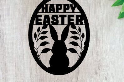 Intra απο ξύλο plywood  Χρώμα wenge 3mm-4mm πάχος - Easter Bunny Metal Sing Laser Sing Δίασταση 40x50 cm INTRAFABR-73024683