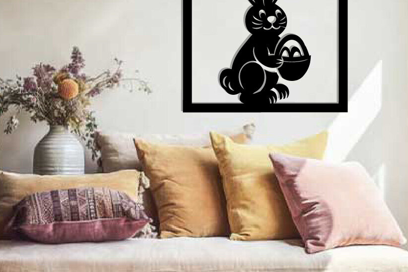 Intra απο ξύλο plywood  Χρώμα wenge 3mm-4mm πάχος - Easter Bunny Τέχνη τοίχου με λέιζερ Δίασταση 40x50 cm INTRAFABR-115805999