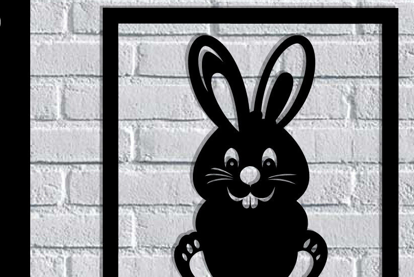 Intra απο ξύλο plywood  Χρώμα wenge 3mm-4mm πάχος - Easter Bunny Τέχνη τοίχου με λέιζερ Δίασταση 40x50 cm INTRAFABR-115974433