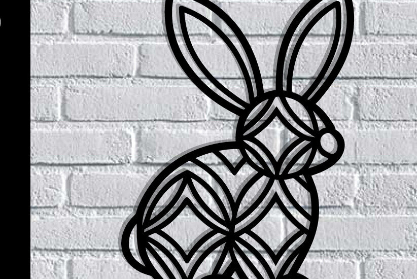 Intra απο ξύλο plywood  Χρώμα wenge 3mm-4mm πάχος - Easter Bunny Τέχνη τοίχου με λέιζερ Δίασταση 40x50 cm INTRAFABR-115806054