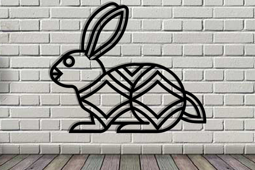 Intra απο ξύλο plywood  Χρώμα wenge 3mm-4mm πάχος - Easter Bunny Τέχνη τοίχου με λέιζερ Δίασταση 40x50 cm INTRAFABR-115806116