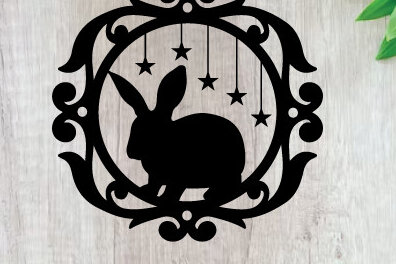 Intra απο ξύλο plywood  Χρώμα wenge 3mm-4mm πάχος - Easter Bunny Metal Wall Art Laser Δίασταση 40x50 cm INTRAFABR-115917652