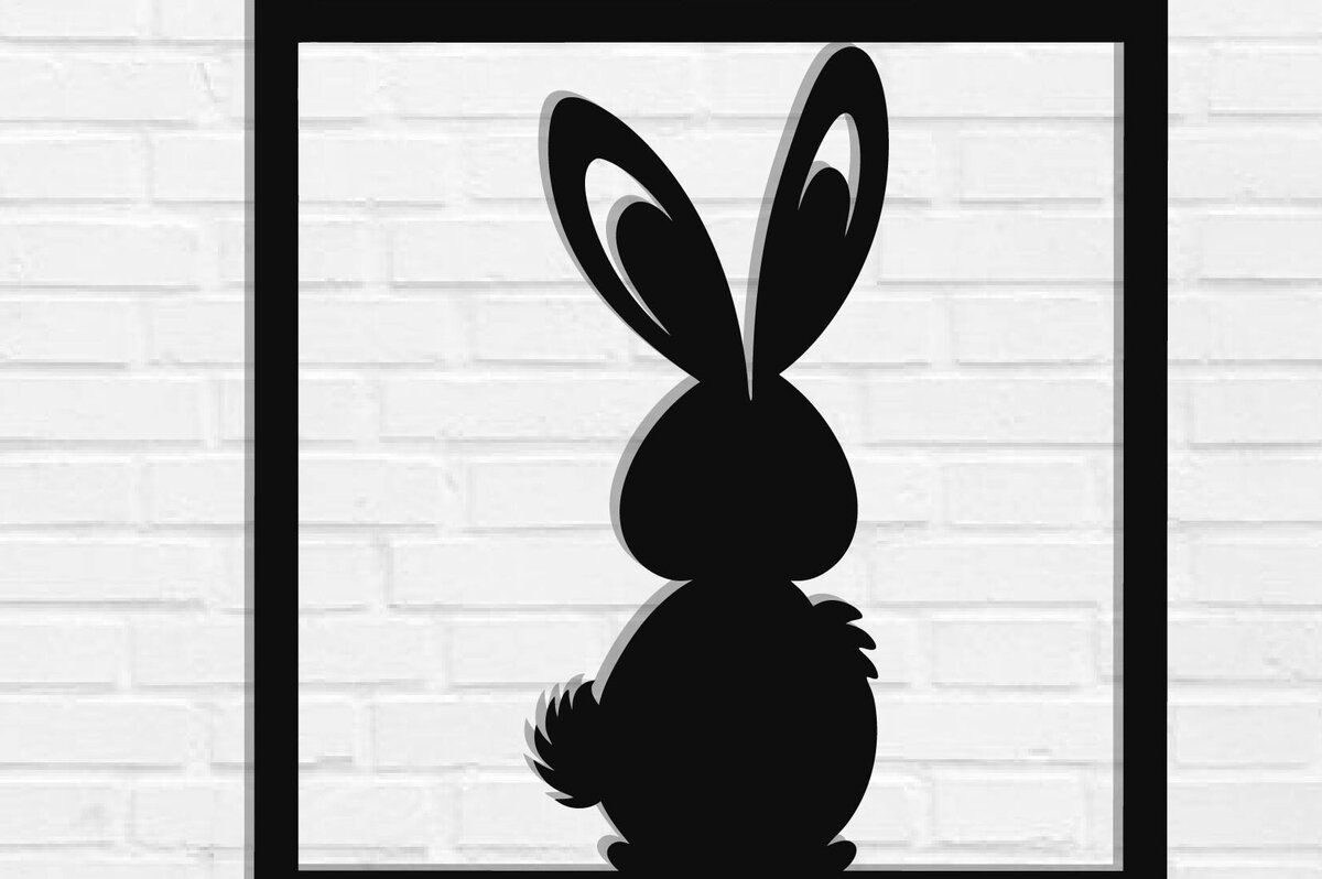 Intra απο ξύλο plywood  Χρώμα wenge 3mm-4mm πάχος - Πασχαλινό λαγουδάκι ό Διακόσμηση Τοίχων Κοπή Laser Δίασταση 40x50 cm INTRAFABR-114175405