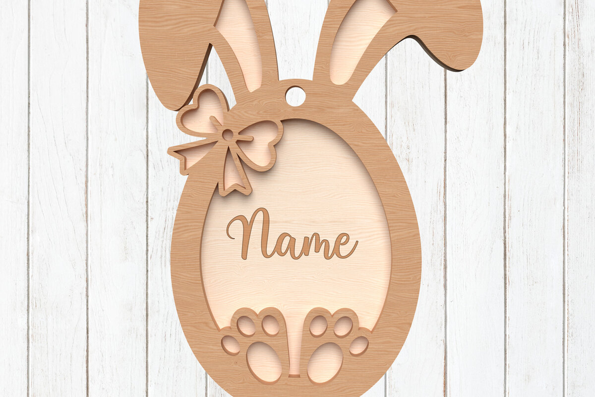 Σετ των 2 Intra απο ξύλο plywood  Χρώμα wenge 3mm-4mm πάχος - Πασχαλινό λαγουδάκι Χαρακτική ονομάτων Δίασταση 6x6 cm INTRAFABR-37553578