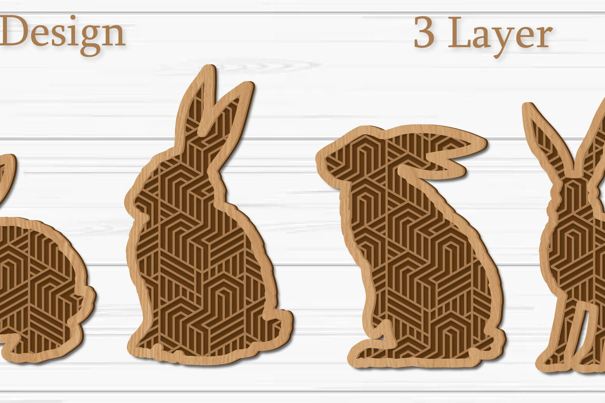 Σετ των 2 Intra απο ξύλο plywood  Χρώμα wenge 3mm-4mm πάχος - Στολίδι Πασχαλινό Λαγουδάκι , Μπρελόκ Κουνελάκι Δίασταση 4x4 cm INTRAFABR-103114498
