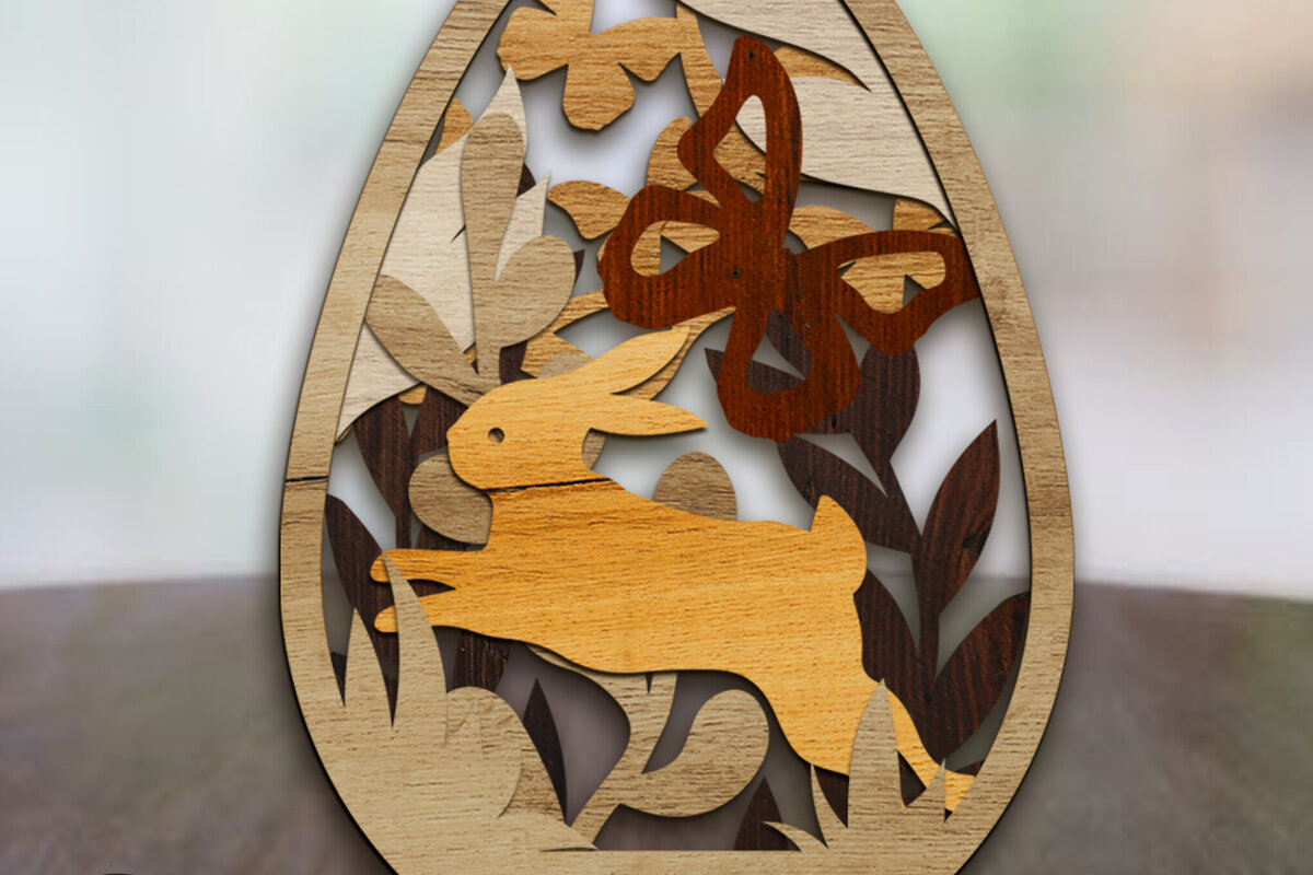 Σετ των 2 Intra απο ξύλο plywood  Χρώμα wenge 3mm-4mm πάχος - Πασχαλινά στολίδια λαγουδάκι, ντεκόρ κομμένο Δίασταση 4x5 cm INTRAFABR-121028788