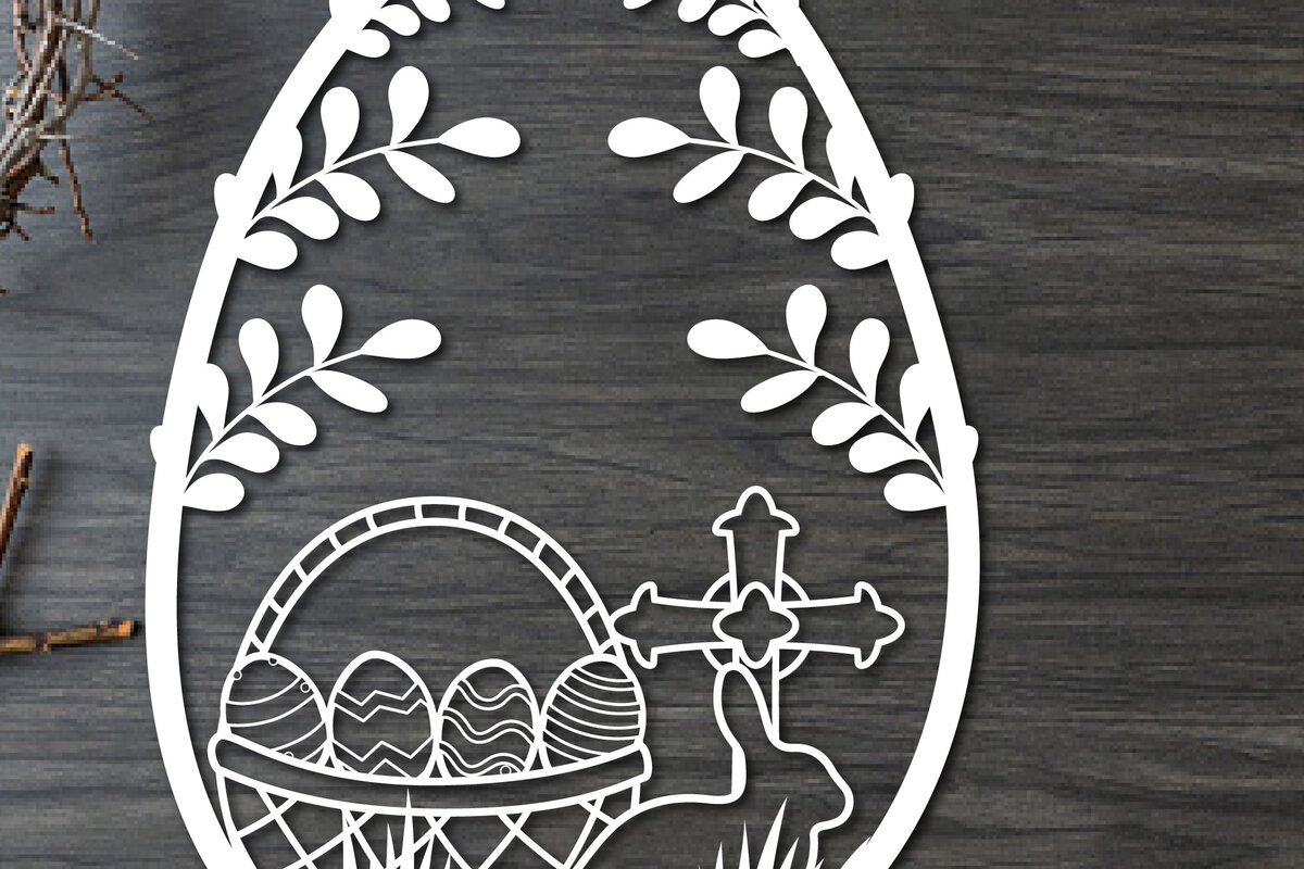 Σετ των 2 Intra απο ξύλο plywood  Χρώμα wenge 3mm-4mm πάχος - Πασχαλινό λαγουδάκι Paper Cut Δίασταση 15x15 cm INTRAFABR-124678717