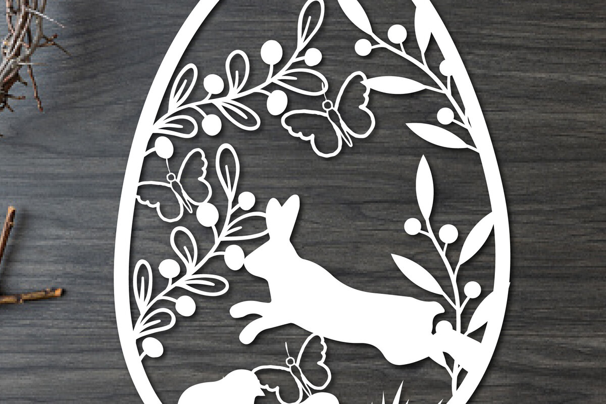 Σετ των 2 Intra απο ξύλο plywood  Χρώμα wenge 3mm-4mm πάχος - Πασχαλινό λαγουδάκι Paper Cut Δίασταση 15x15 cm INTRAFABR-98610118