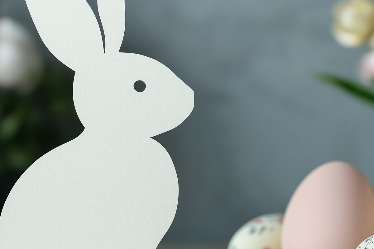 Σετ των 2 Intra απο ξύλο plywood  Χρώμα wenge 3mm-4mm πάχος - Πασχαλινό λαγουδάκι Paper Cut Cut Δίασταση 4x4 cm INTRAFABR-98609732