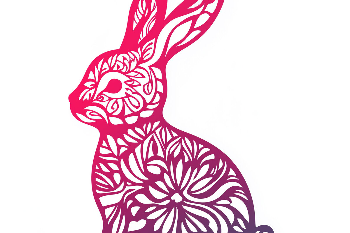 Σετ των 2 Intra απο ξύλο plywood  Χρώμα wenge 3mm-4mm πάχος - Πασχαλινό λαγουδάκι Paper Cut Cut Δίασταση 4x4 cm INTRAFABR-122387398