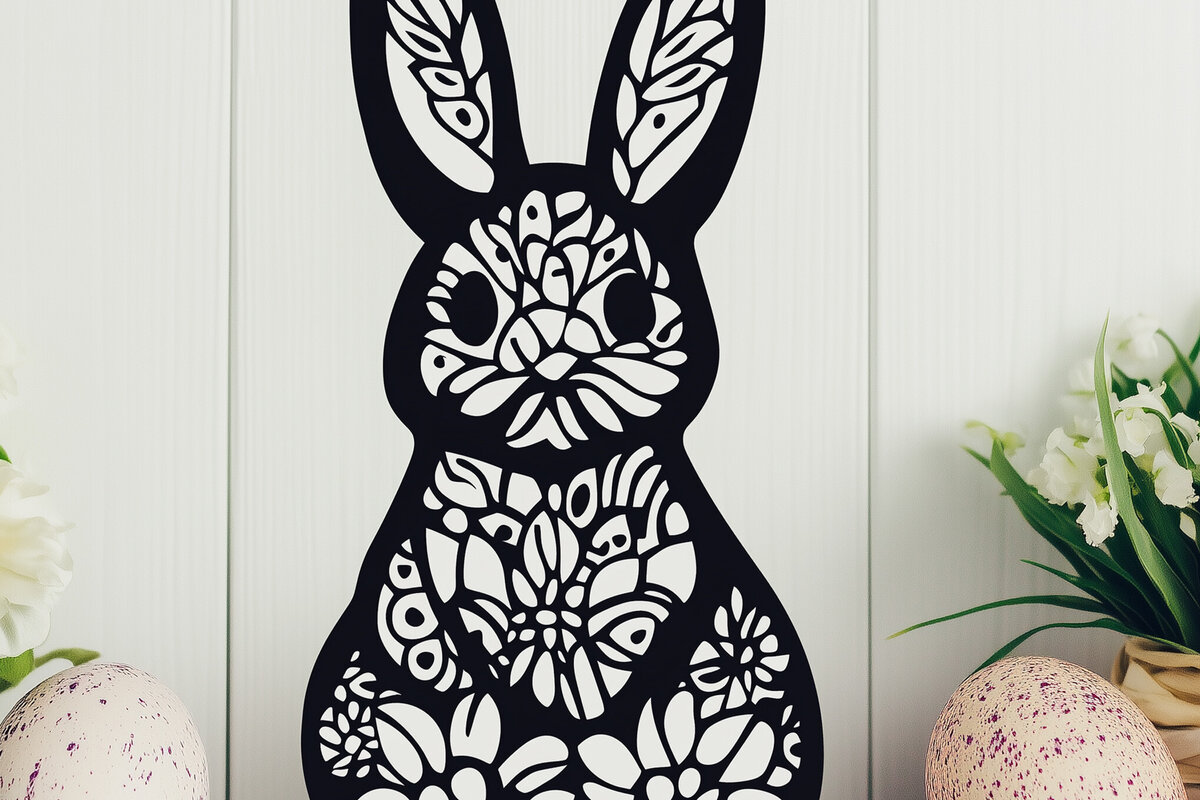 Σετ των 2 Intra απο ξύλο plywood  Χρώμα wenge 3mm-4mm πάχος - Πασχαλινό λαγουδάκι Paper Cut Cut Δίασταση 4x4 cm INTRAFABR-122334056