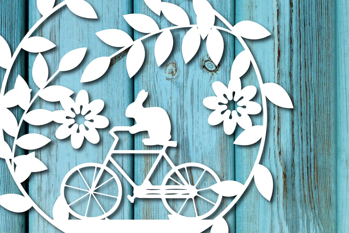 Σετ των 2 Intra απο ξύλο plywood  Χρώμα wenge 3mm-4mm πάχος - Paper Bunny Ride Paper Cut Decor Δίασταση 15x15 cm INTRAFABR-120985825